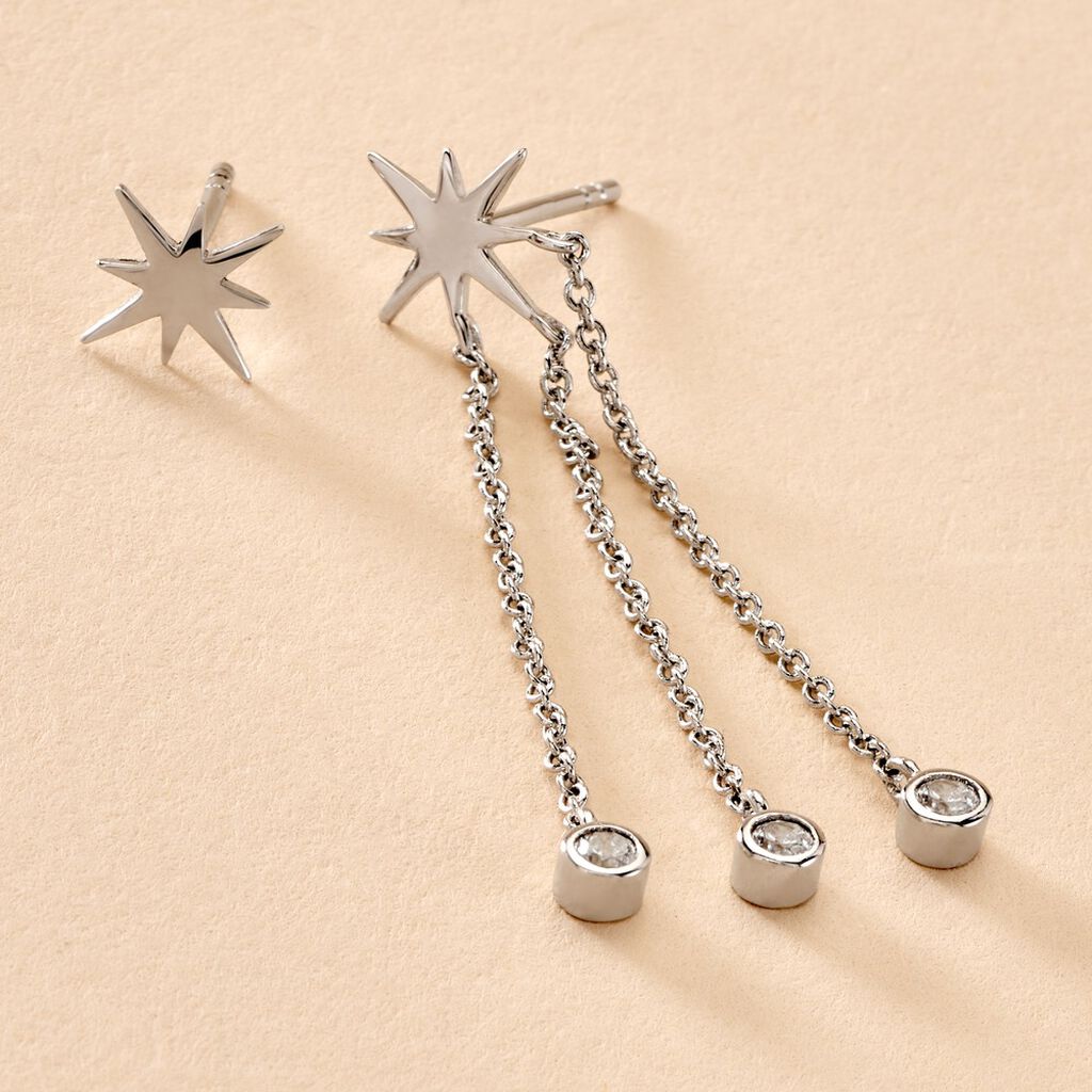 Boucles D'oreilles Pendantes Clarence Argent Blanc Oxyde De Zirconium