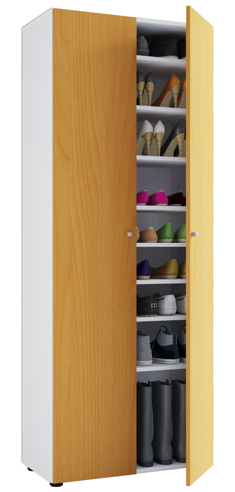 Schuhschrank VANDOL l - weiß-Buche - Türen - 71 cm breit