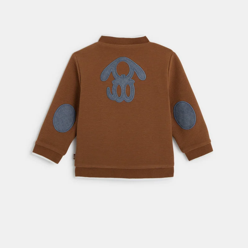 Gilet réversible maille fantaisie et rayée marron bébé garçon Marron