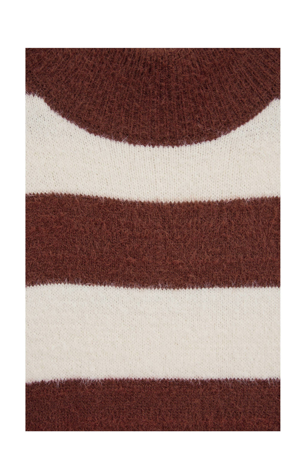 WE Fashion gestreepte jurk bruin/ecru