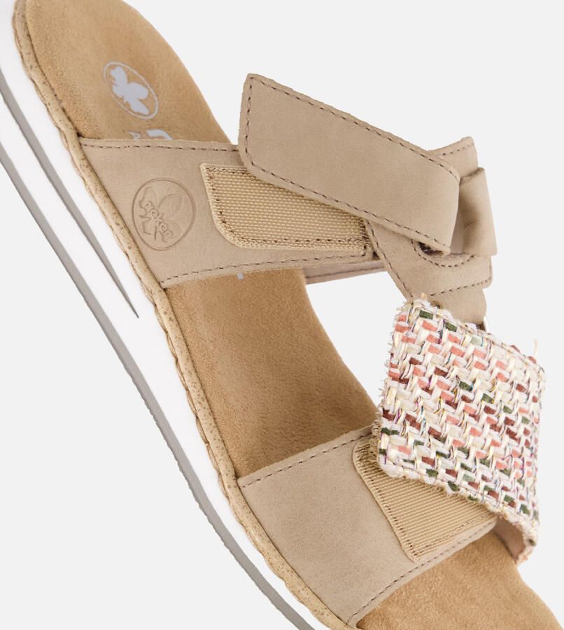 Rieker -Dames beige donker slippers & muiltjes
