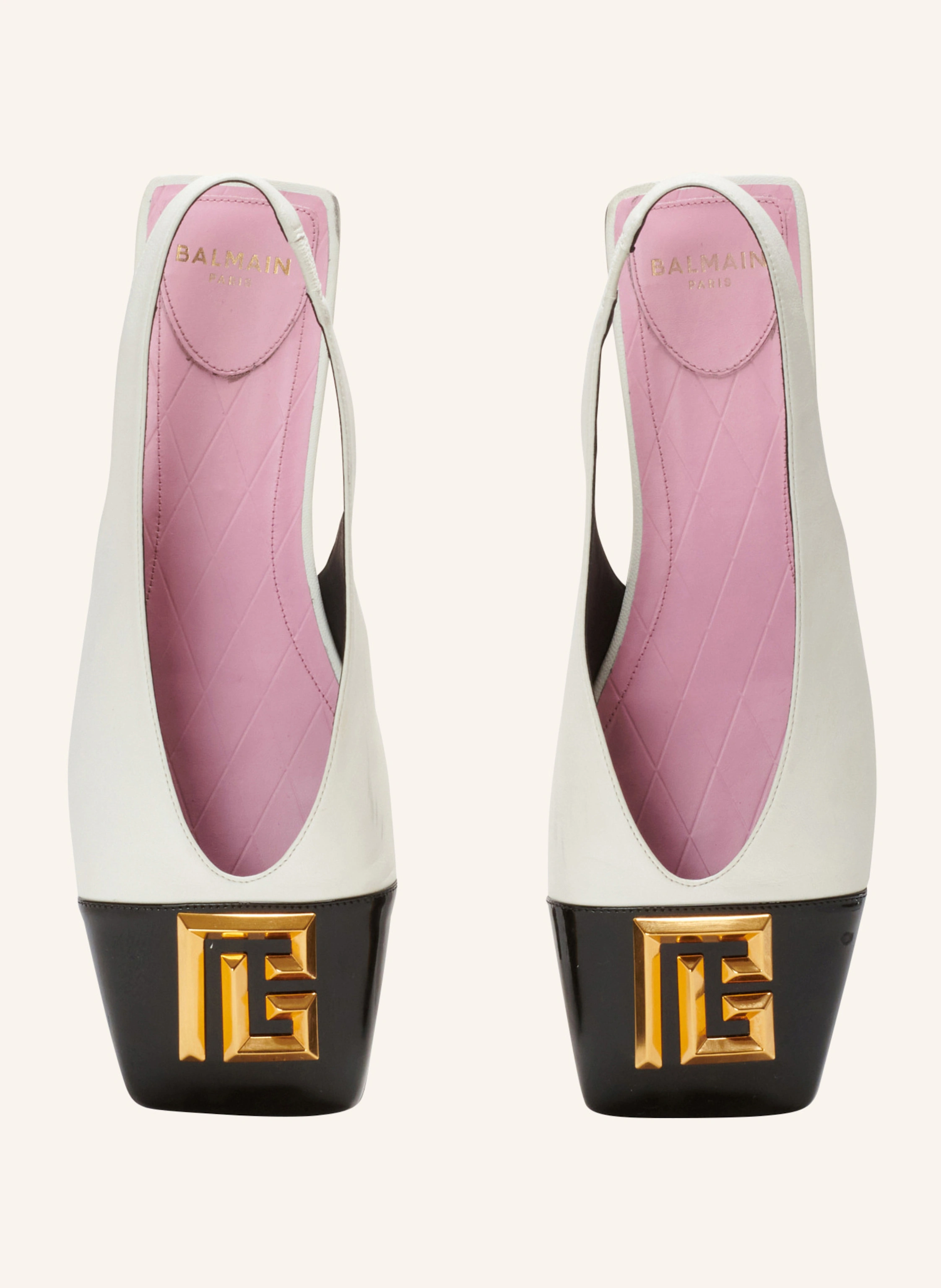 BALMAIN Flache Slingbacks Eden aus zweifarbigem Leder