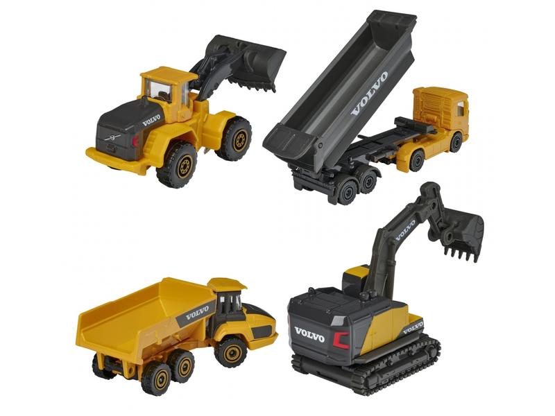 Majorette Baustellenfahrzeug Volvo Construction 4er-Geschen Vier Baufahrzeuge zum Spielen und Sammeln