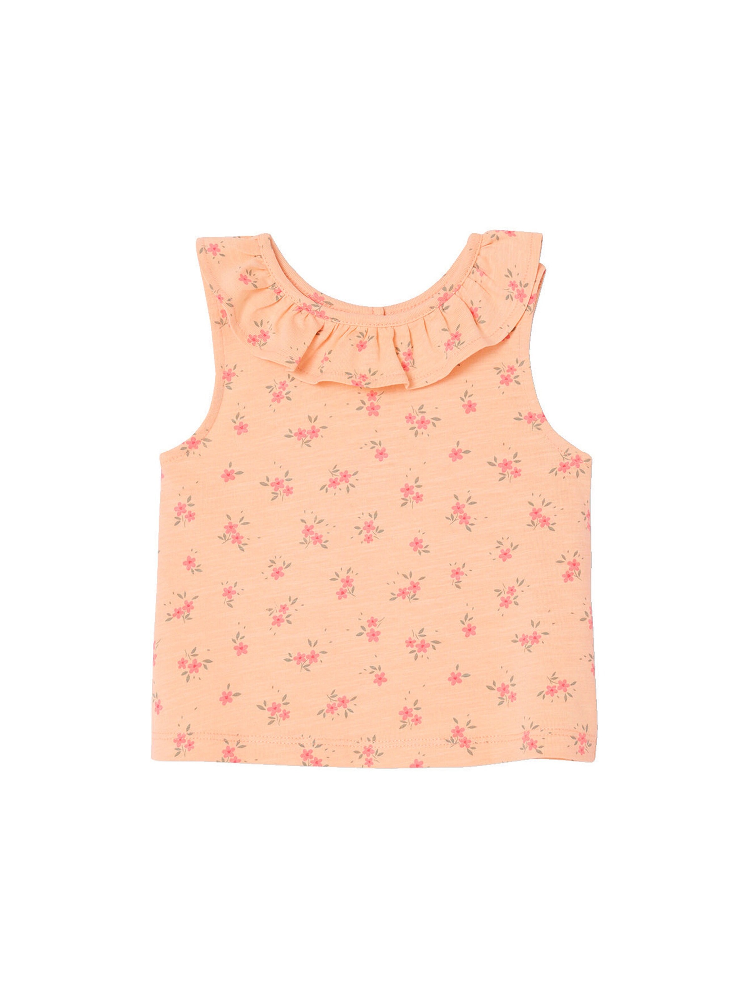 Vertbaudet Bio-Kollektion: Bedrucktes Baby Top mit Volantkragen rosa aprikose