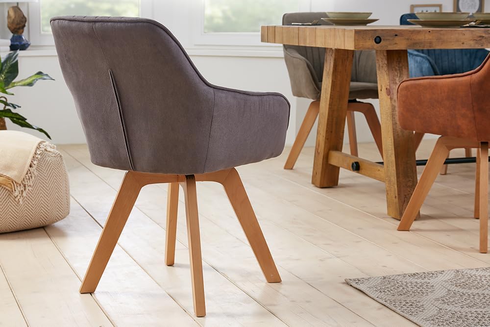 Riess Ambiente Drehbarer Design Stuhl Livorno Vintage grau Buchenholz Beine Esszimmerstuhl Küchenstuhl Besucherstuhl