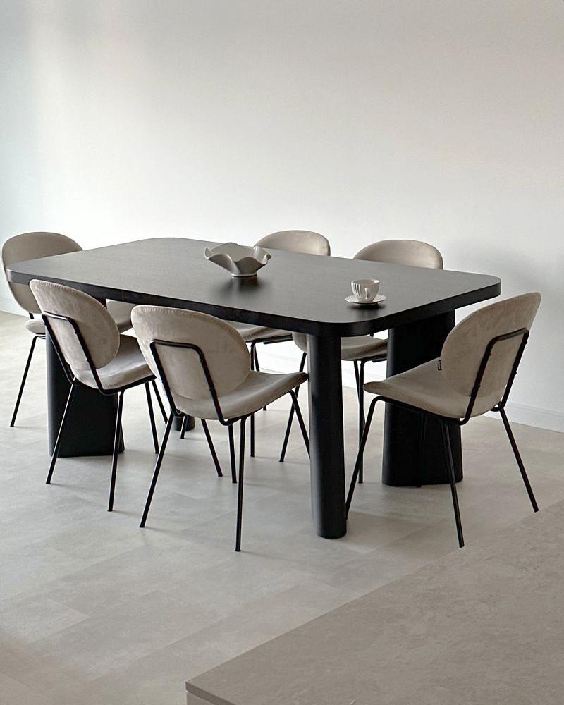 Set van 2 eetkamerstoelen LUANA Fluweel Lichtbeige