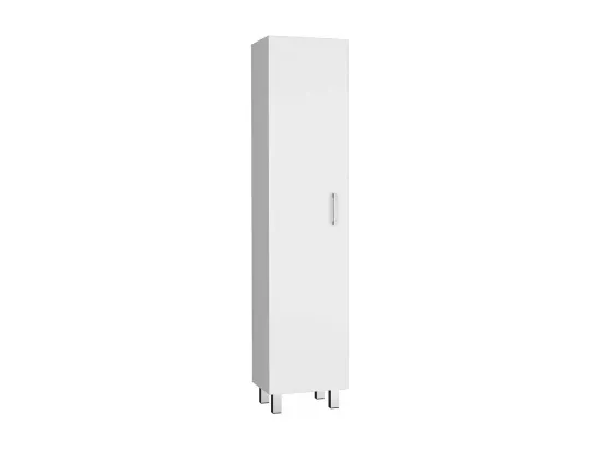 Colonne de salle de bain Vintro en mélamine avec 4 étagères et 1 porte , blanc , 180 cm X 40 cm X 31.3 cm