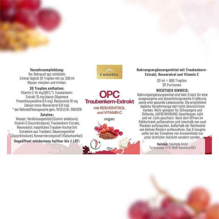 Cannsol OPC mit Resveratrol + Vitamin C Tropf.zum Einnehmen , 30 ml