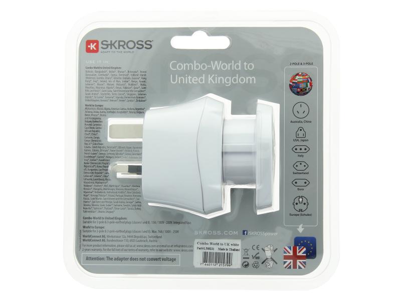 SKROSS Reiseadapter Combo World – UK 2 in 1 Lösung