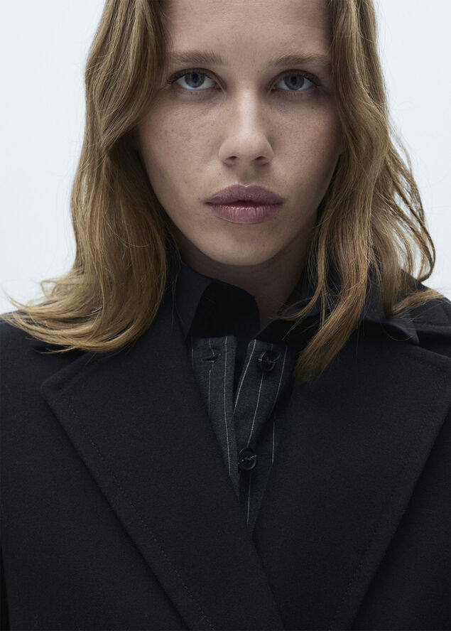 MANGO Double-breasted wool coat Black