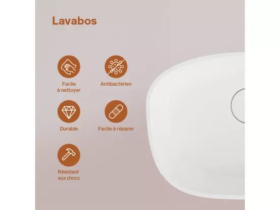 Vasque à poser FRODE - 75% Minéral Blanc Mat Asymétrique 50*36*H16.6cm - LAVABERG