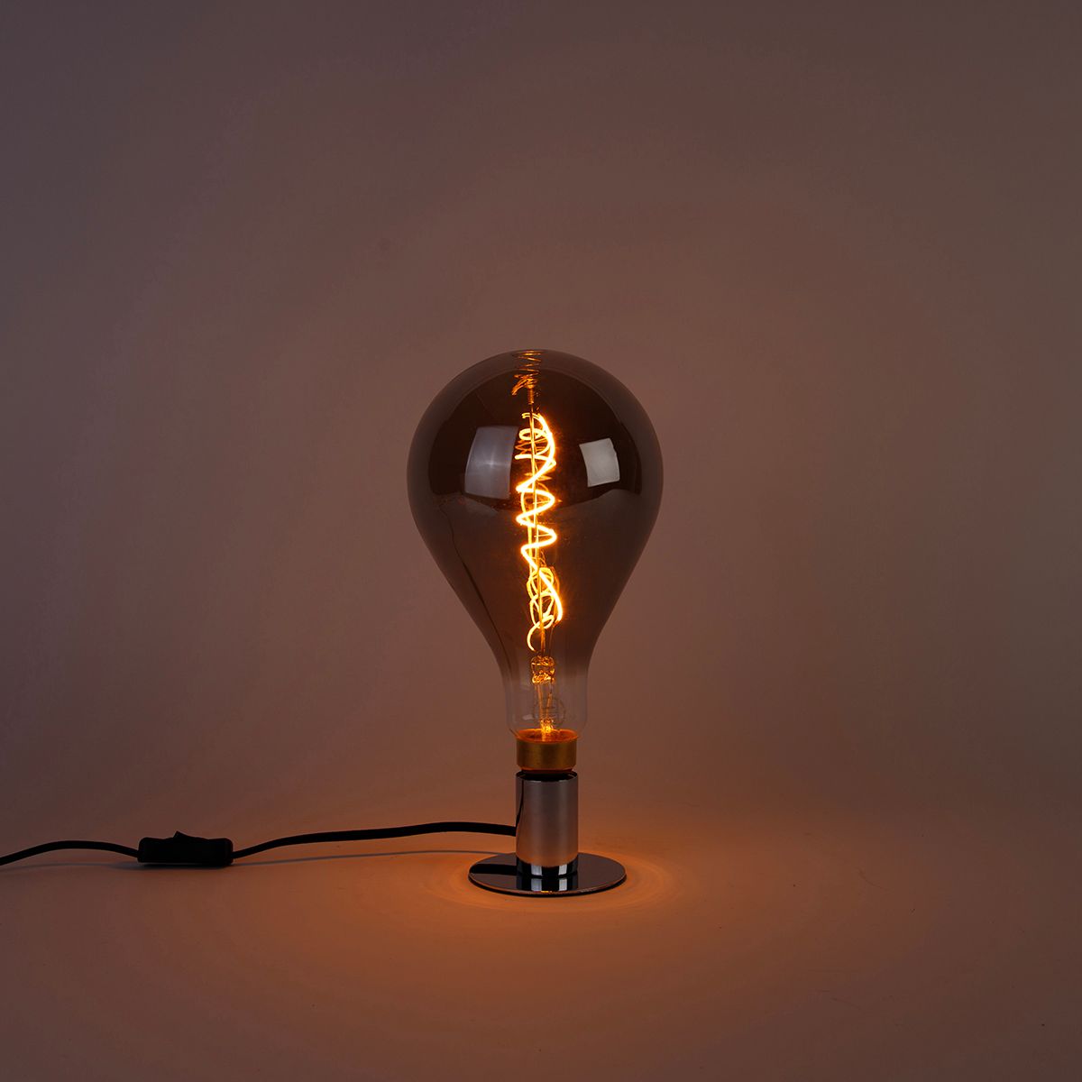 E27 dimbare LED spiraal filament lamp A165 smoke 4W 120 lm 1800K