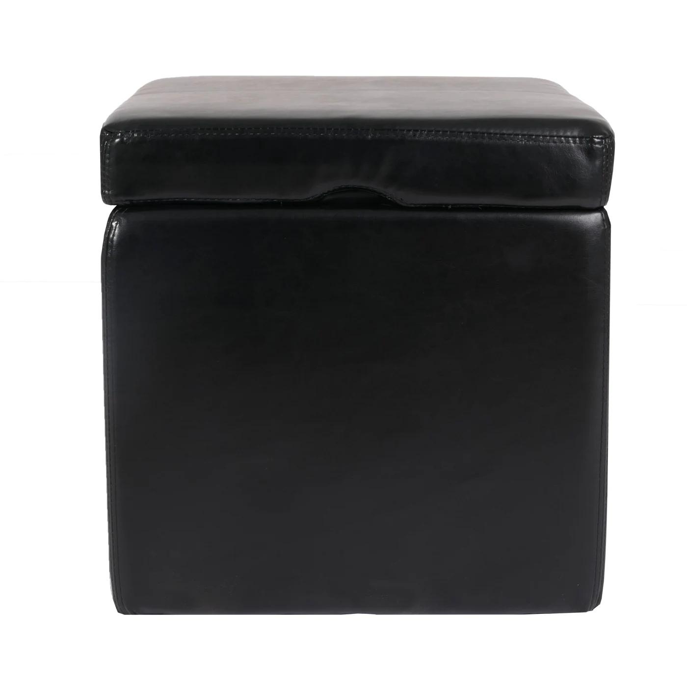 Hocker Sitzwürfel Sitzhocker Aufbewahrungsbox Carrara, mit Deckel, Leder + Kunstleder, 45x44x44cm MVG ~ schwarz