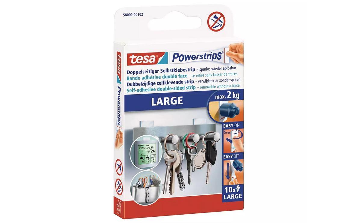 Klebestreifen -Set Powerstrips 2 kg, 3x LargeDoppelseitige Klebestreifen zur Montage von Gegenständen auf glatten Oberflächen, 30 Stück