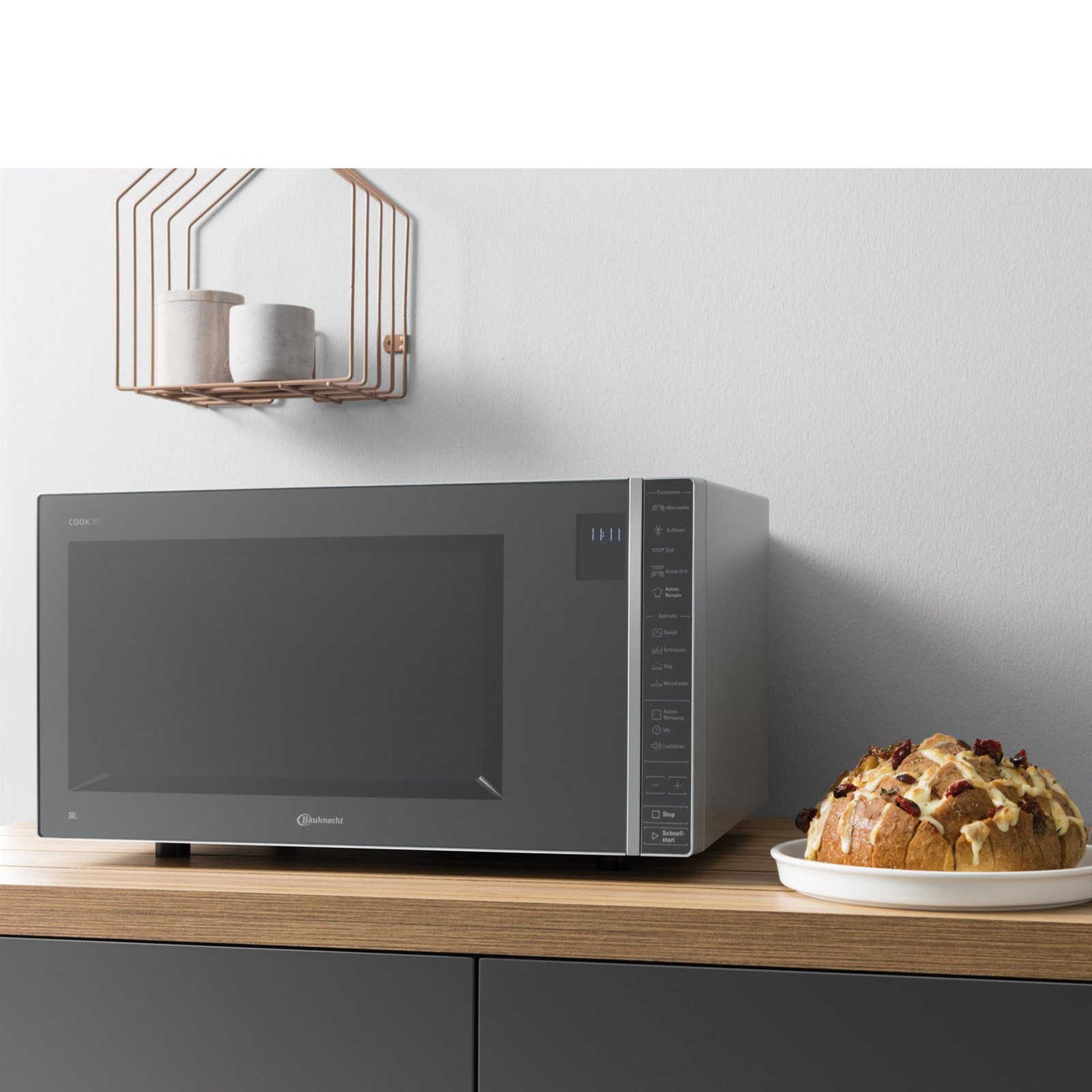 BAUKNECHT Grill-Mikrowelle MW 304 M - grau - 1050 Watt