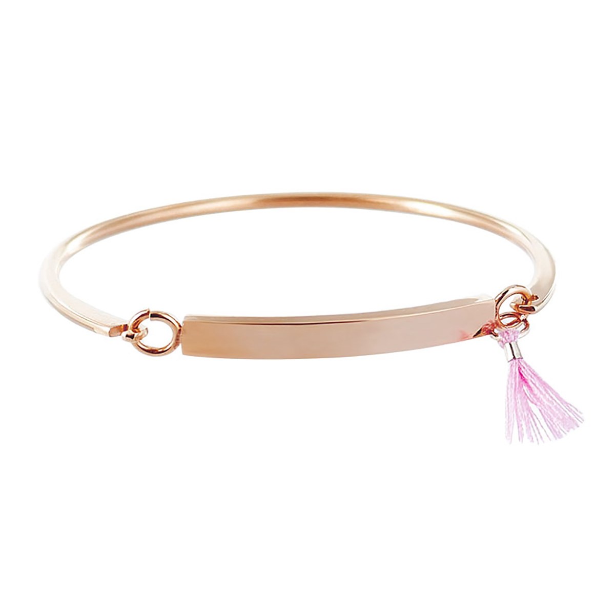 Jonc gourmette Brillaxis à personnaliser rosépompon rose