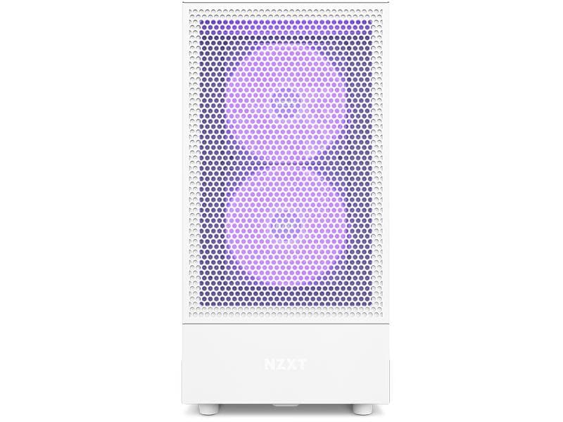 NZXT PC-Gehäuse H5 Flow RGB Weiss matt Kompaktes Mid-Tower-Gehäuse mit Seitenfenster und RGB-Lüftern