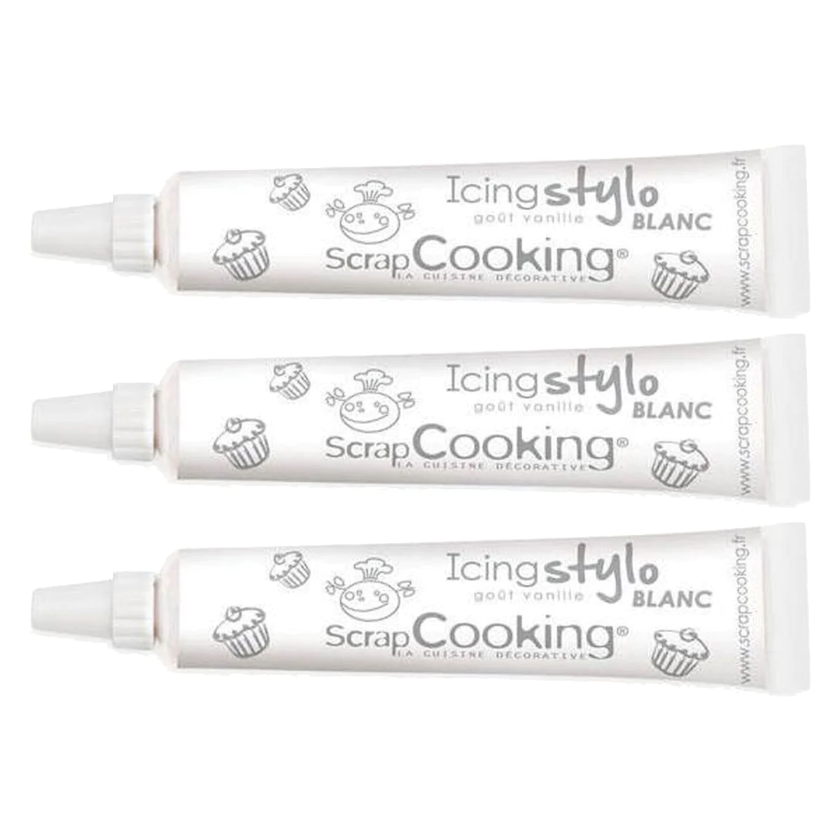 3 stylos de glaçage blanc goût vanille Scrapcooking