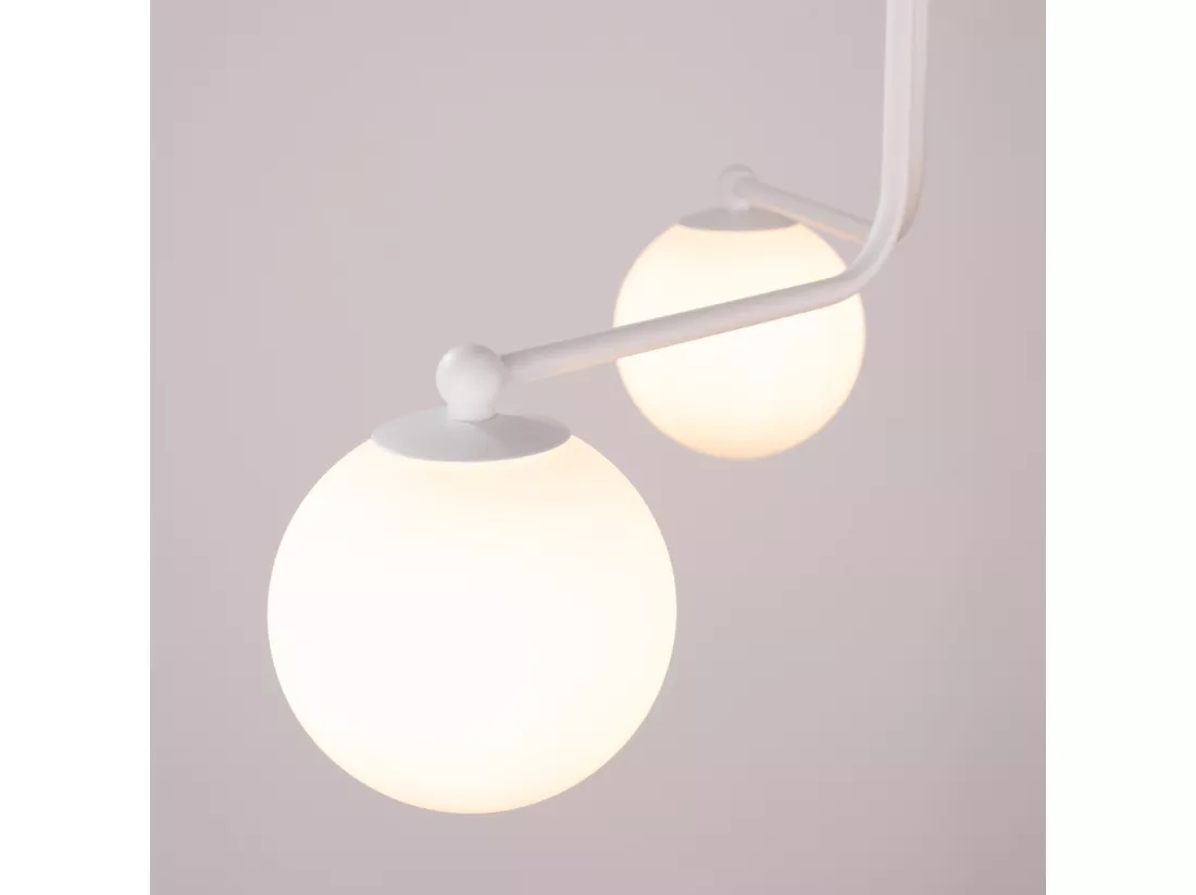 Lustre Astral minimaliste en acier/verre - 3 sources lumineuses - L.62 x H.29 cm - blanc