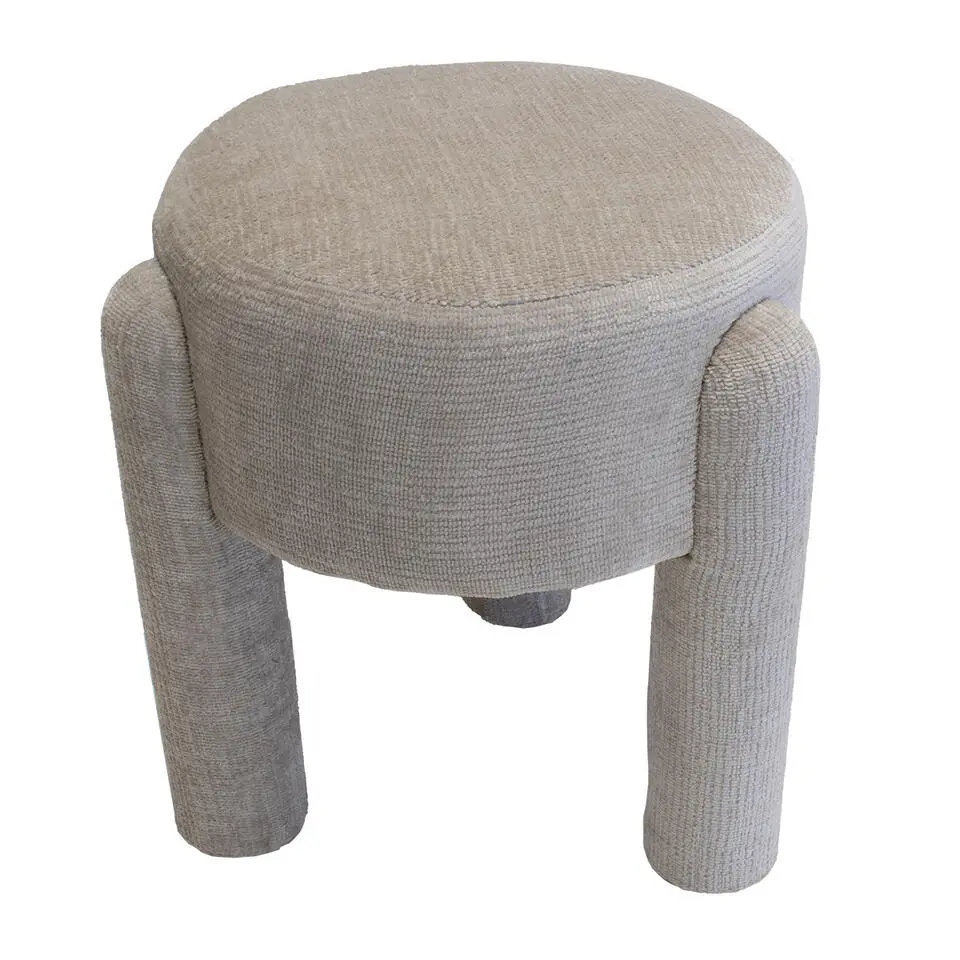 Poef Beige Stof - 44x44x42cm - Yara