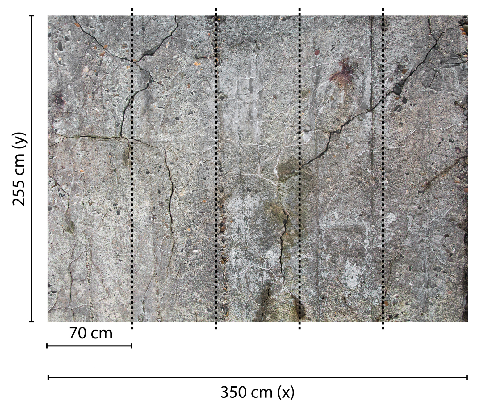Fototapete DESIGNWALLS - grau-schwarz - Beton - 2,55 Meter