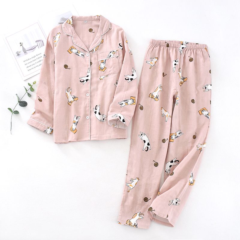 MelMount - Bijpassende pyjamaset voor koppels: shirt met kattenprint + broek