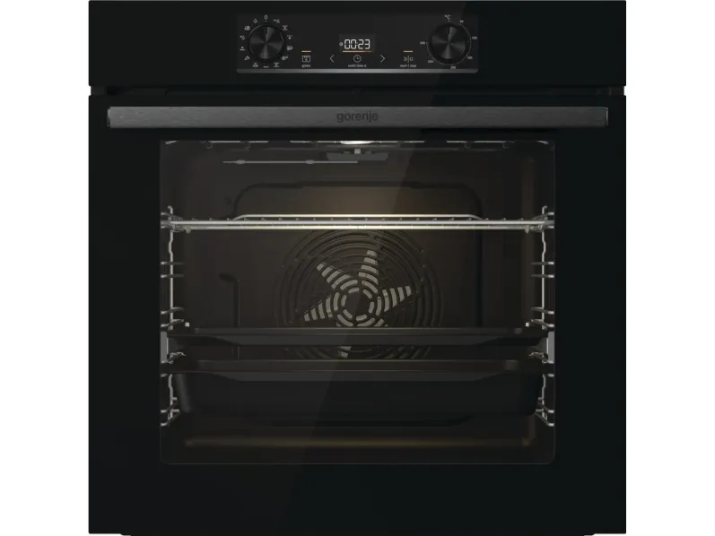 Gorenje Essential BOS6737E13BG - Ovn - med dampfunktion - til indbygning - niche - bredde: 56 cm - dybde: 55 cm - højde: 59 cm - med selv-rengøring - Klasse A - sort