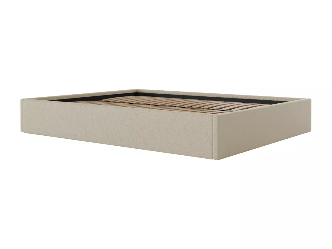Sommier coffre 160 x 200 cm en tissu bouclette - Beige - PONTOS de YSMÉE