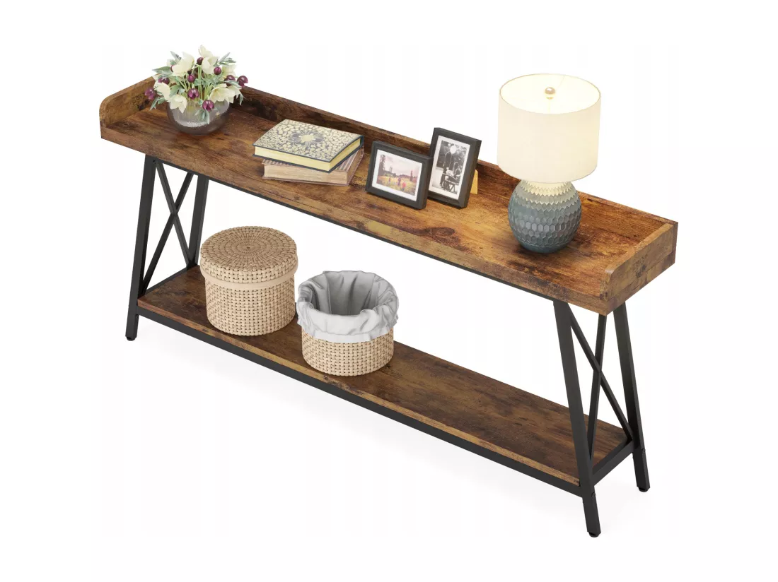 Tribesigns Table Console Derrière Le Canapé 180 cm Extra Longue, Table de Canapé Industrielle Rustique pour Salon, Table de Bar Longue pour Couloir d'Entrée étroite