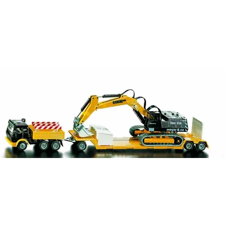 SIKU 4111 LKW Mercedes SK mit Tieflader und Großbagger, 1:55