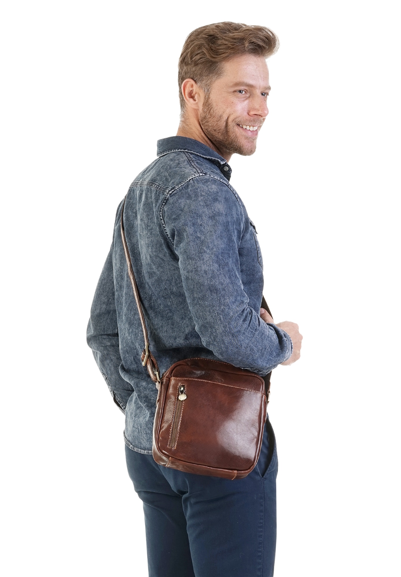 Piké Umhängetasche echt Leder, Made in Italy