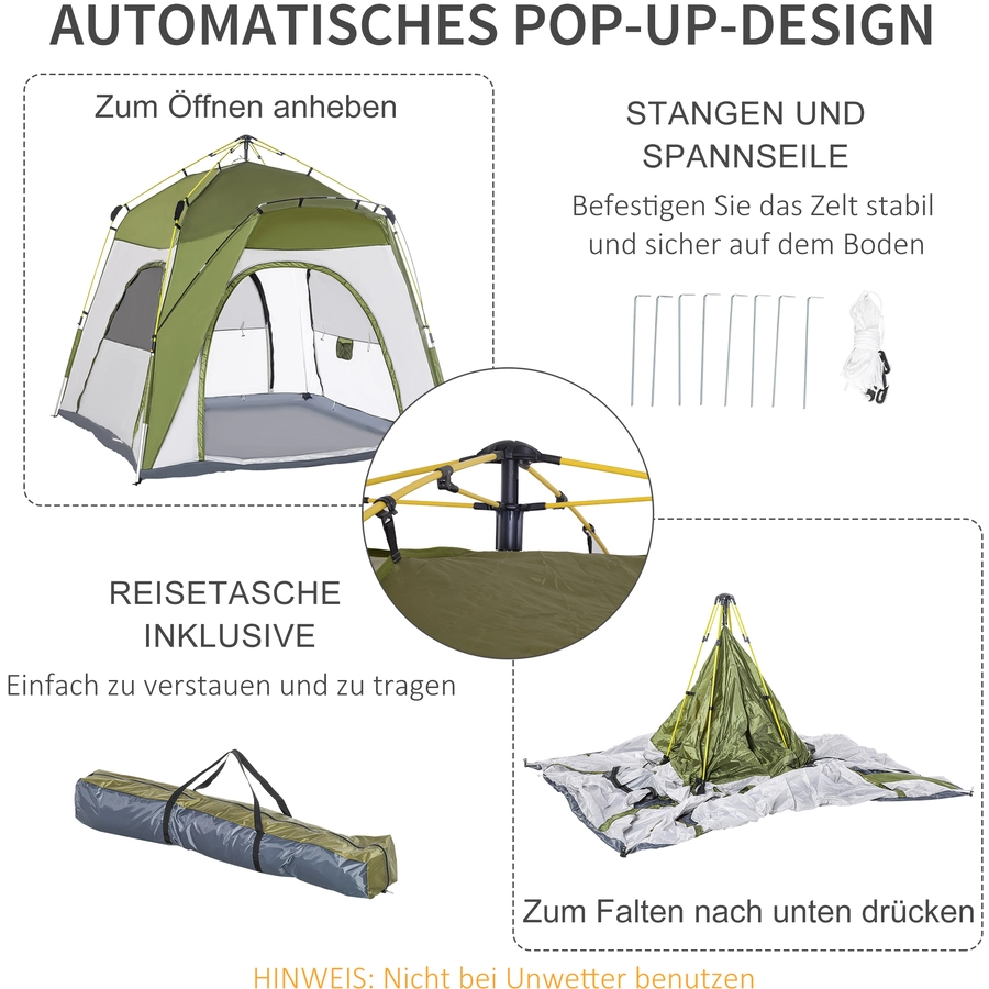 Outsunny Campingzelt mit Haken grün