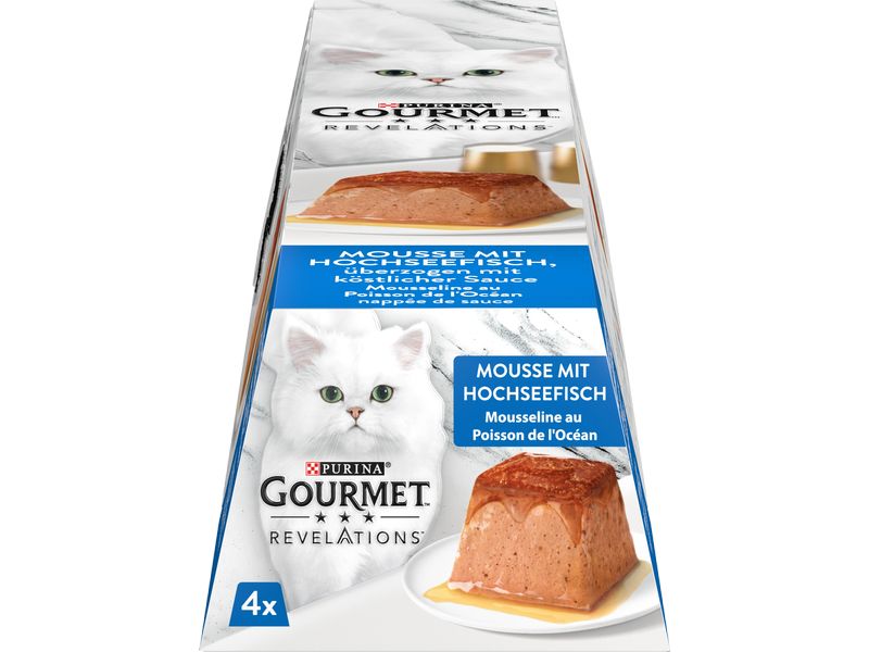 Purina Gourmet Nassfutter Revelations Mousse Hochseefisch 4 Alleinfuttermittel für ausgewachsene Katzen