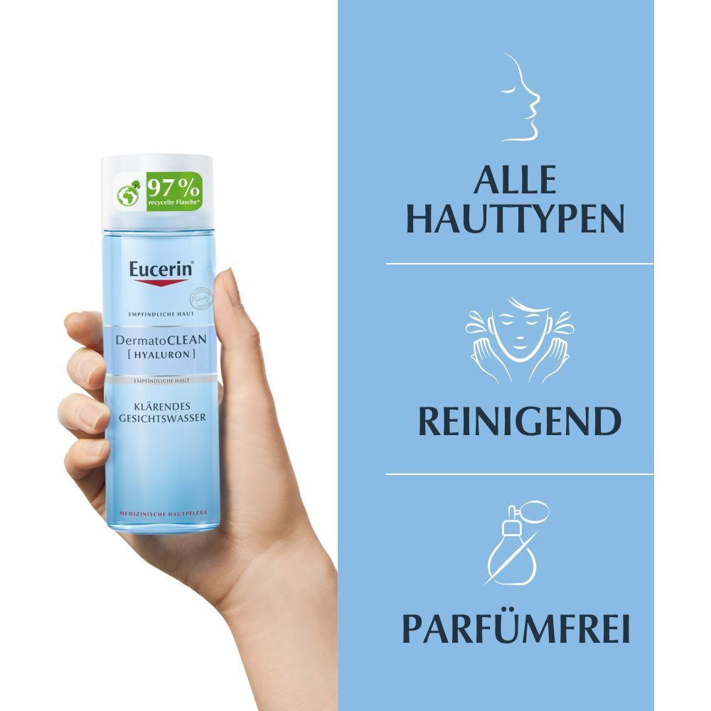 Eucerin® DermatoClean [HYALURON] Klärendes Gesichtswasser – Entfernt alle Spuren der Reinigung