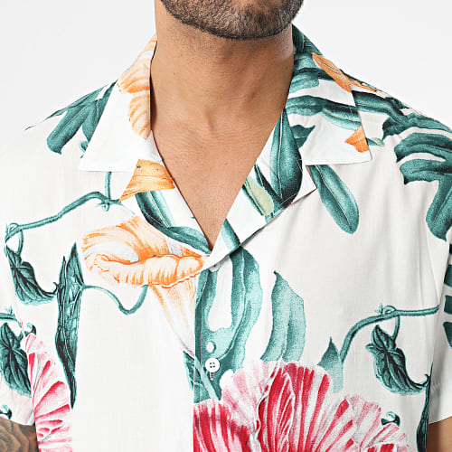 Chemise Manches Courtes Blanc Floral