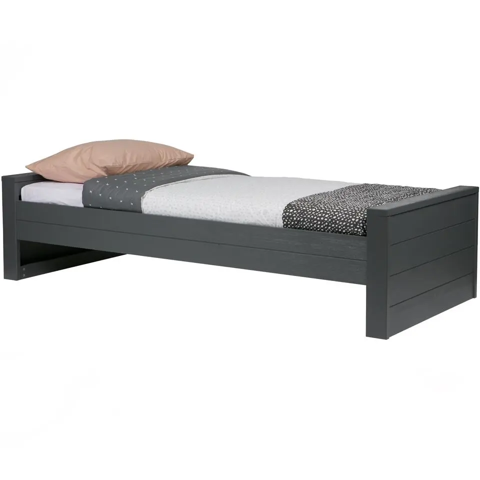 WOOOD Dennis Bed Incl.Bedlade/Lattenrol - Grenen - Staalgrijs -219x95