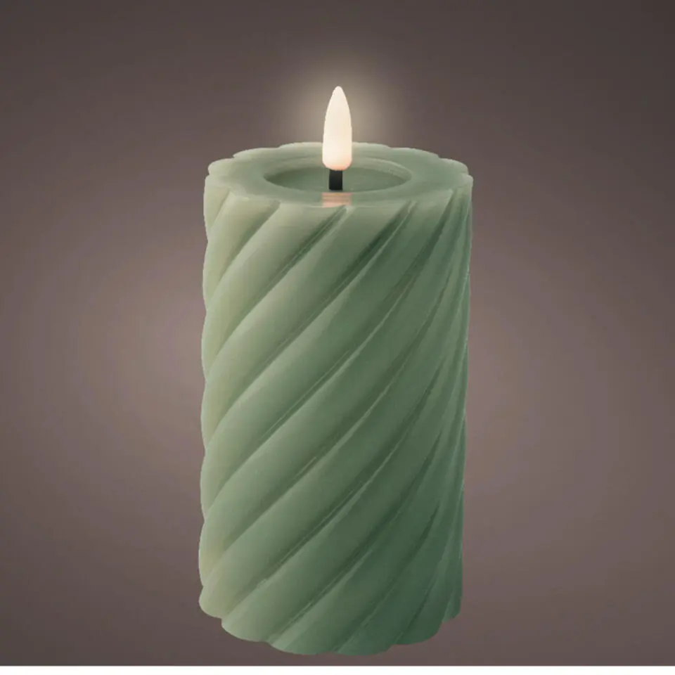 Lumineo Luxe LED kaars - groen - D7,5 x H15 cm - timer