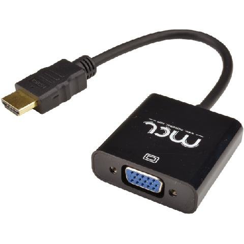 MCL CG-287C câble vidéo et adaptateur 0,24 m HDMI Type A (Standard) VGA (D-Sub) + 3,5 mm Noir