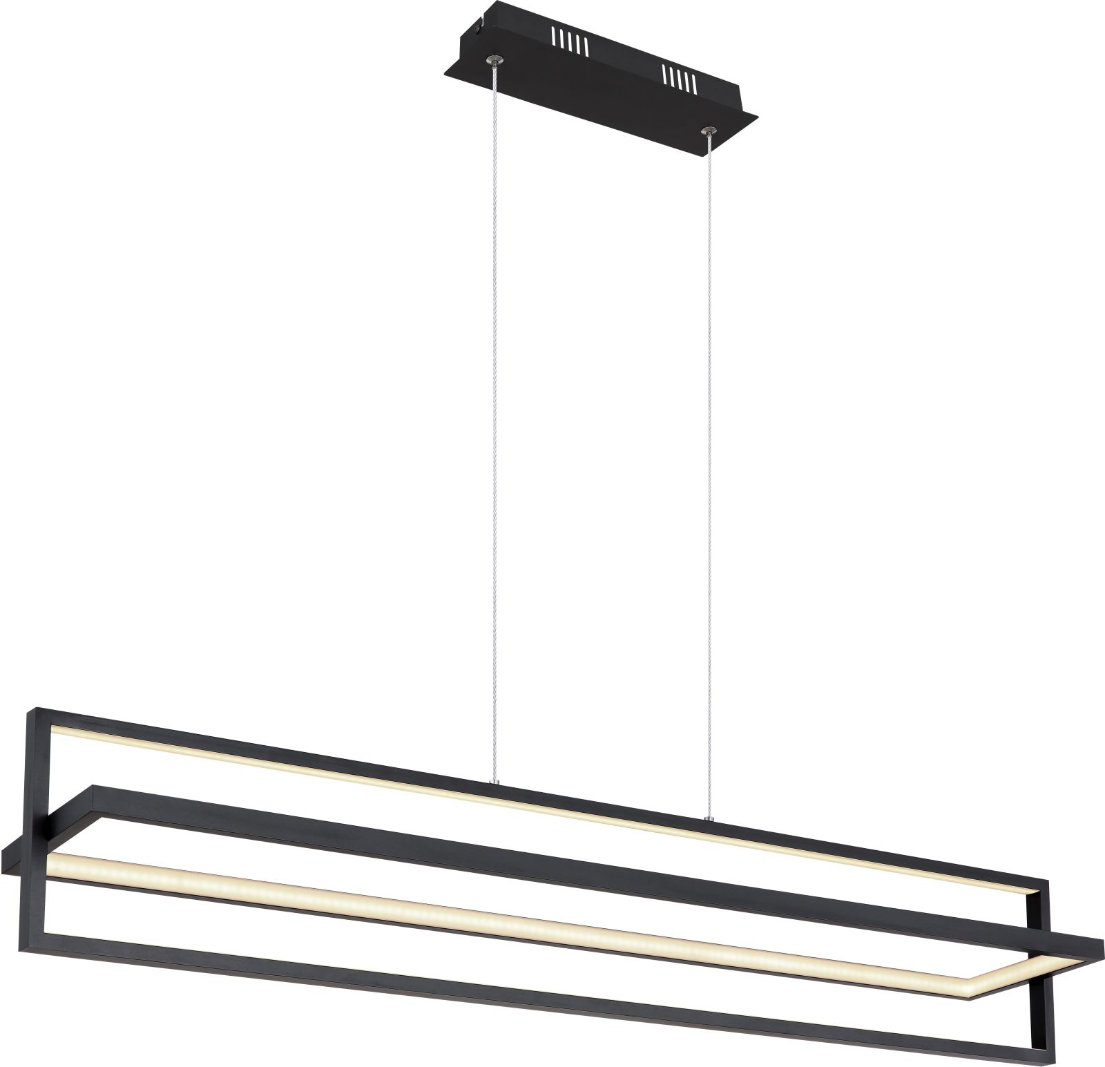 LED-Hängeleuchte - schwarz matt - opal - mit Fernbedienung