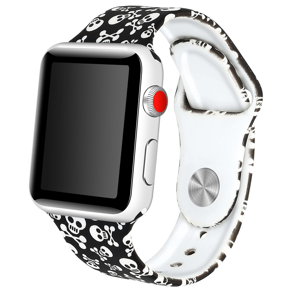 Apple Watch (42/41/40/38 mm) Silikon Sport Armband (Gelenkumfang 157 - 197mm) - Totenköpfe