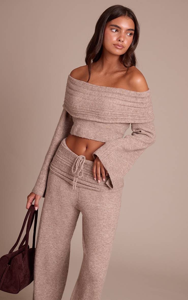Moka Pantalon En Maille Côtelée Souple À Taille Repliée