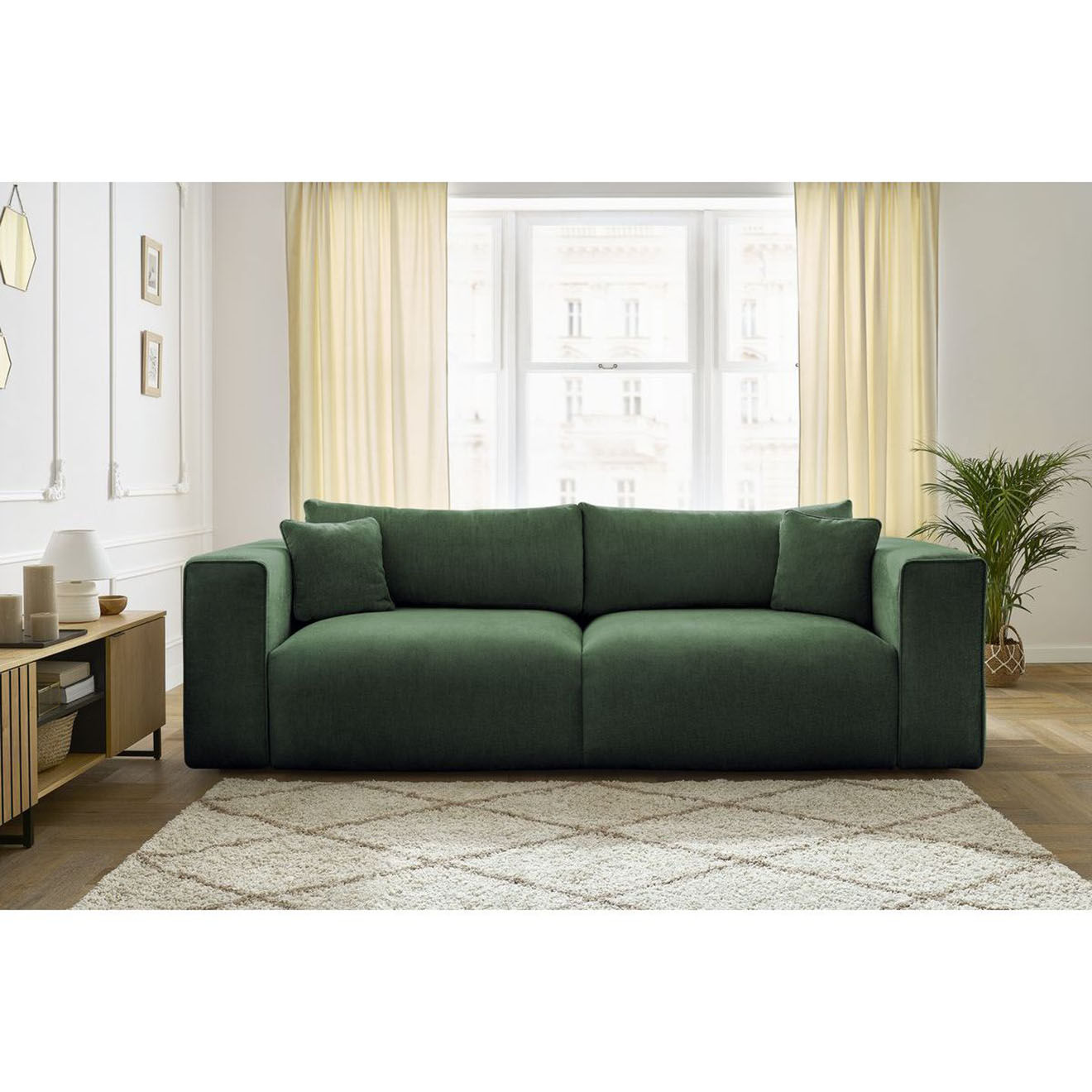 Bobochic Canapé convertible coffre ezechiel vert - 265x109x82 cm