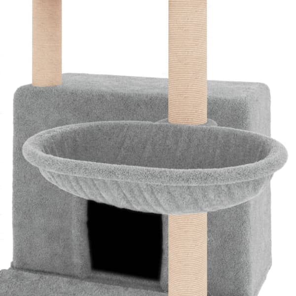 vidaXL Kattetre med klorestolper i sisal lysegrå 132 cm