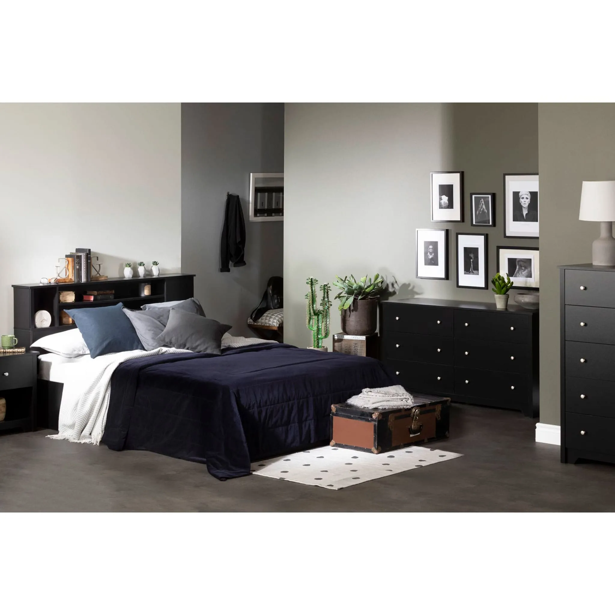 South Shore Commode 5 Tiroirs Vito - Noir Solide