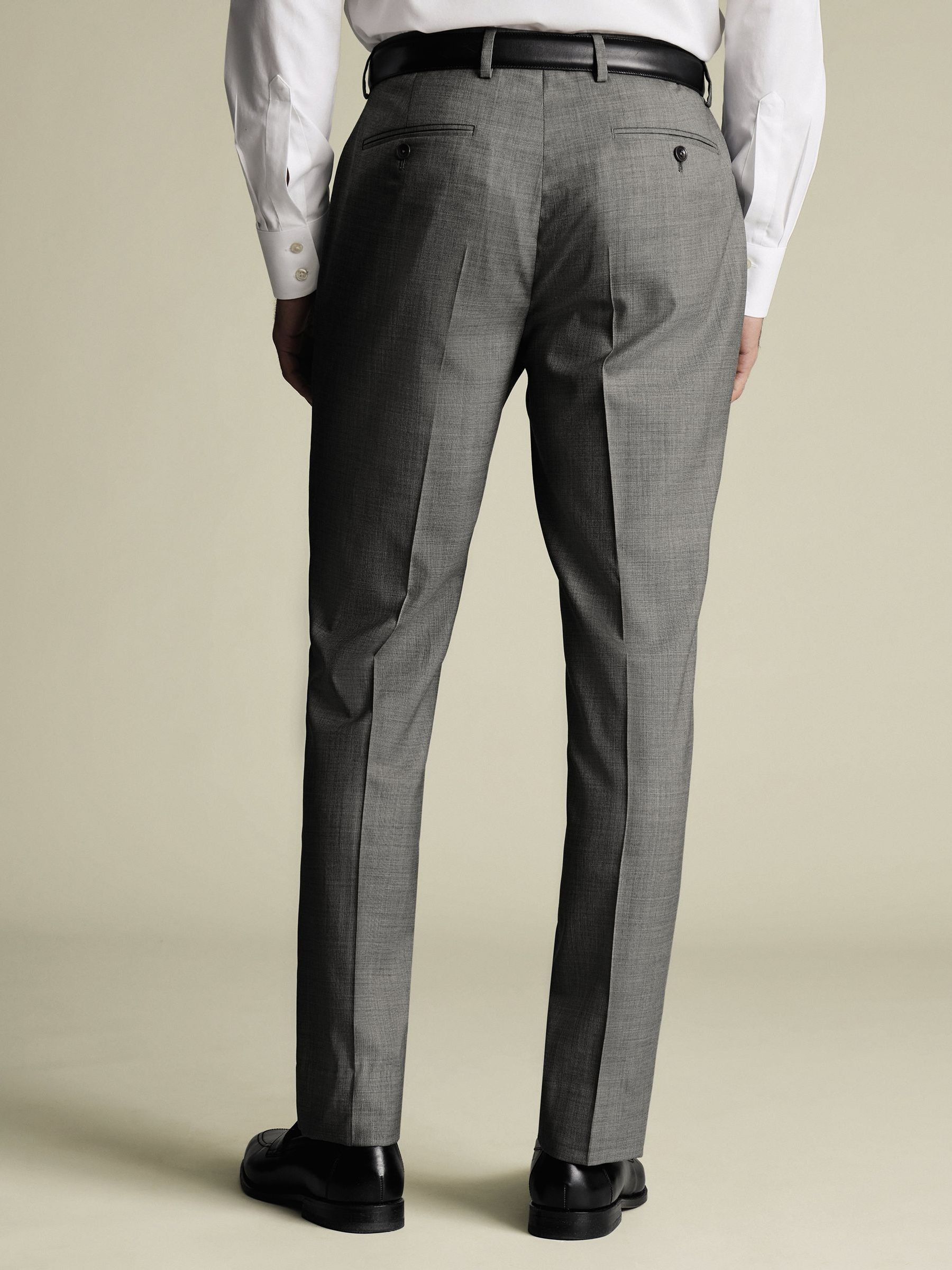 Grijs - Charles Tyrwhitt Slim Fit Sharkskin Trousers