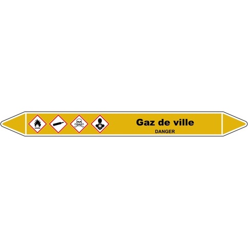 Marqueur Tuyauterie - Gaz de ville - Vinyle Laminé- NFX 08-105