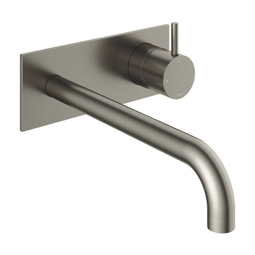 Hotbath Cobber inbouw wastafelkraan 25cm met plaat geborsteld nikkel