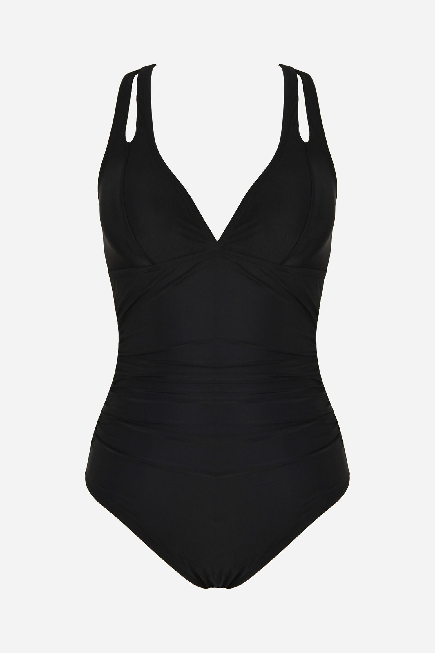 Maillot de bain une pièce à torse long et col plongeant noir