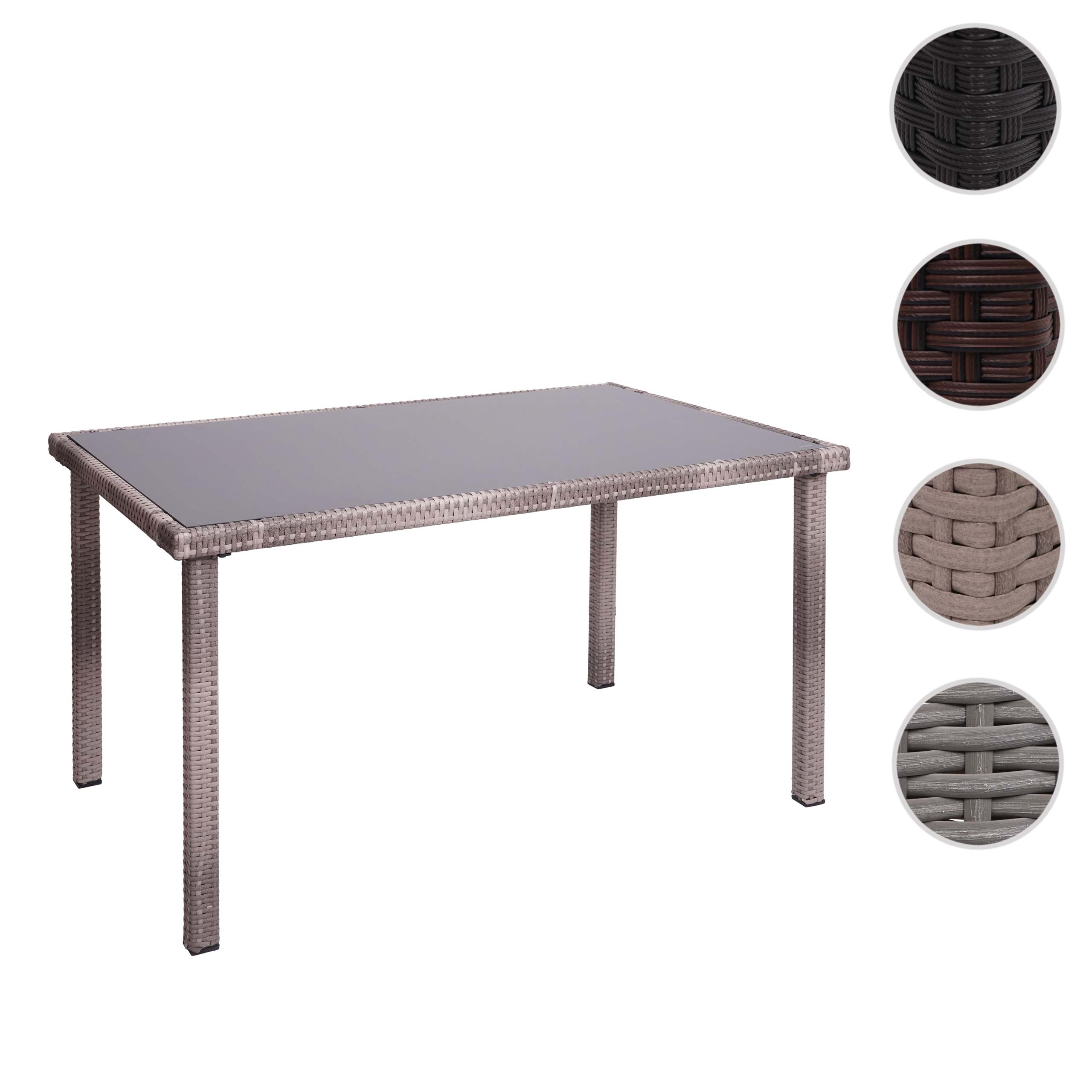 Poly-Rattan Tisch MCW-G19, Gartentisch Balkontisch, 120x75cm ~ grau-braun