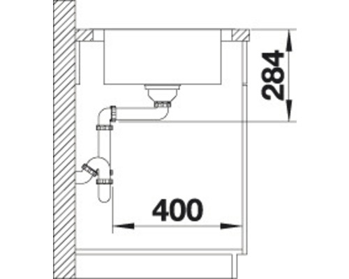 Blanco DINAS 45 S Mini spoelbak, 605 x 500 mm, roestvrij staal, geborstelde afwerking, 525123